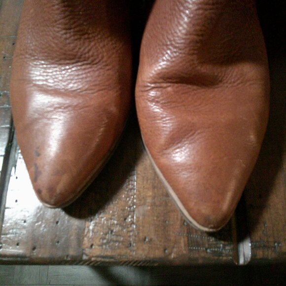 Leather Boots Tall Leather Boots w/ Wood Sole, Size 8/ 38-1/2 Brown Lucky Brand - Picture 7 of 11